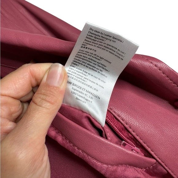 2ND DAY | Birger et Mikkelson 100% Lamb Leather Pink Belted Trench EU 34 XS - Picture 4 of 12